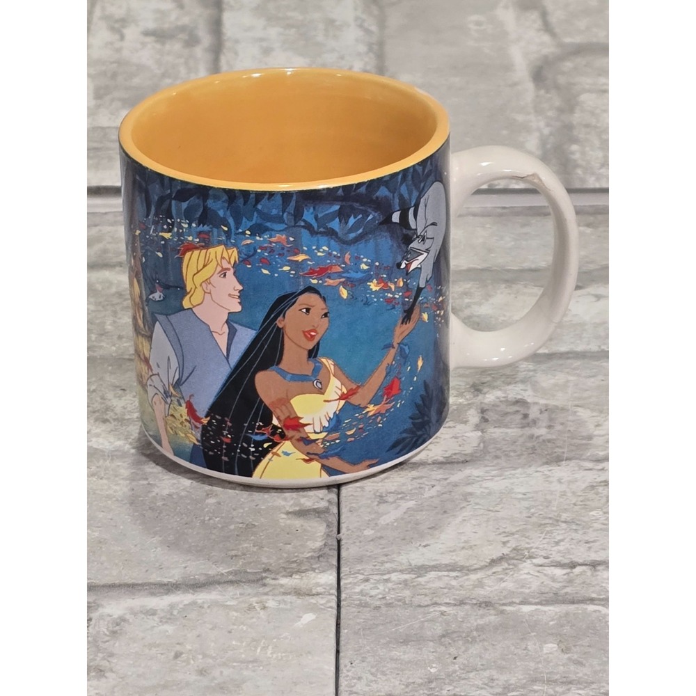 Vtg. 90's Disney Store Pocahontas Movie Coffee Mug Small Chip Handle